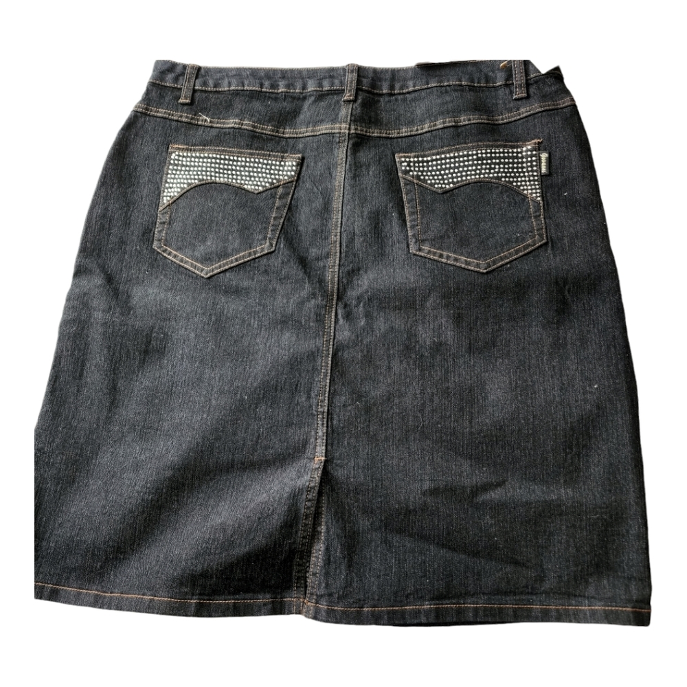 Giovanni Black Jean Mini Skirt Studded Back Pockets Plus Size 14 NWT